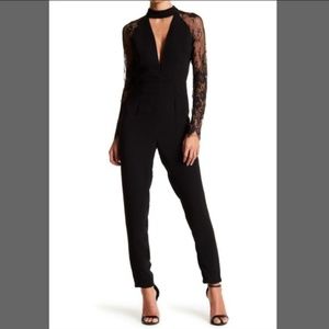 Plunging Black Lace Jumpsuit NWT